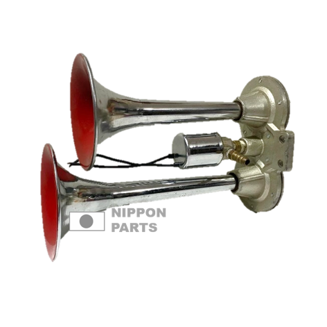 BOCINA 2 CORNETA NIQUELADA Y ROJA PARA TRUCK PARA TODO TIPO DE AUTOMOVILE. F:AIR HORN S/I