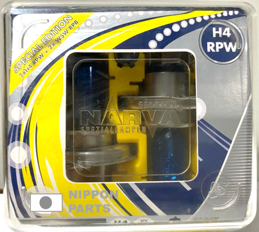 JGO FOCO HALOGENO H4 12V P43T 100/90W LUZ BLANCA CON ALETA.  NARVA ALEMAN 98015