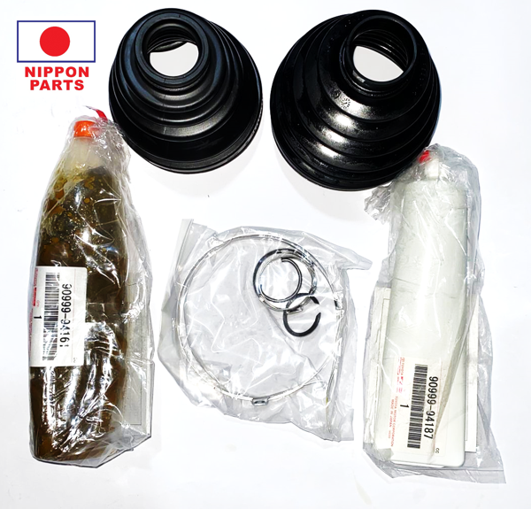 JGO GUARDAPOLVO TRICETA TOYOTA LAND CRUISER/PRADO,4RUNNER 03-09/FJ CRUISER. ORIGINAL  TOYOTA GENUINO JAPAN 04427-60140/1/2/60180/ 2uds seguros 2 abrazaderas grandes y 2 abrazaderas pequeñas 2 grasas 32mm diámetro interno x 102mm diámetro externo x 112mm alto x 55mm x 81mm x 89mm / 32mm diámetro interno x 107mm diámetro externo x 130mm alto